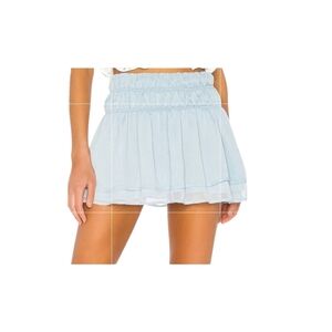 NWOT Tularosa Sky Blue Ruffled Mini Skirt Size L.